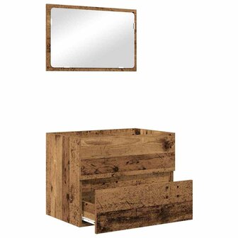 2-delige badkamermeubelset oude hout bewerkt hout 4