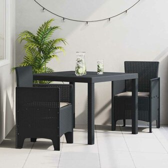 3-delige Tuinset met kussens poly rattan antraciet 1