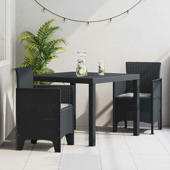 3-delige Tuinset met kussens poly rattan antraciet 1