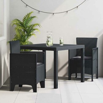 3-delige tuinset met kussens in antraciet van poly rattan 1