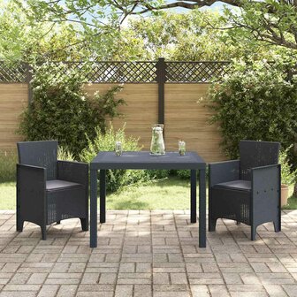 3-delige tuinset met kussens in antraciet van poly rattan 2