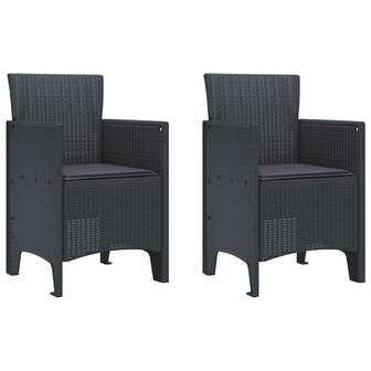 3-delige tuinset met kussens in antraciet van poly rattan 4