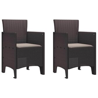3-delige Tuinset met kussens poly rattan bruin 4