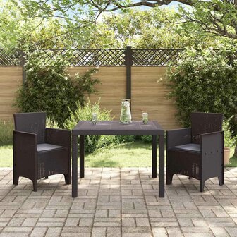 3-delige Tuinset met kussens poly rattan bruin 1