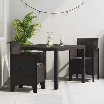 3-delige Tuinset met kussens poly rattan bruin 2