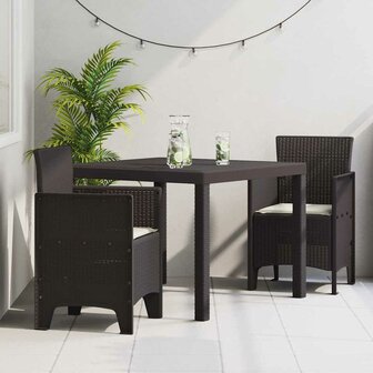 3-delige Tuinset met kussens poly rattan bruin 1