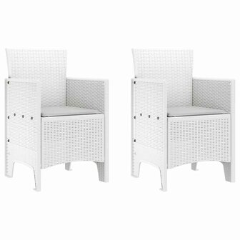 3-delige tuinset met kussens in het wit van poly rattan 4