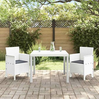 3-delige tuinset met kussens in wit poly riet 2