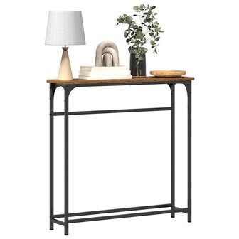 Wandtafel 75x19,5x75 cm bewerkt hout en staal oud houtkleurig 2