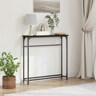 Wandtafel 75x19,5x75 cm bewerkt hout zwart eikenkleurig 1