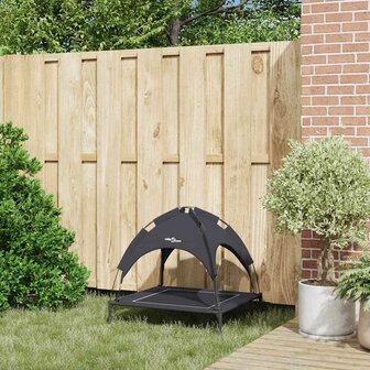 Verhoogd Hond Bed met Verwijderbaar Dak Zwart M Staal 2