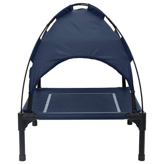 Verhoogd Hondenbed met Verwijderbaar Dak Marineblauw Staal 4