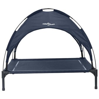 Verhoogd Hondenbed met Verwijderbaar Dak Marineblauw XL Staal 3
