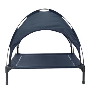 Verhoogd Hondenbed met Verwijderbaar Dak Marineblauw XL Staal 4