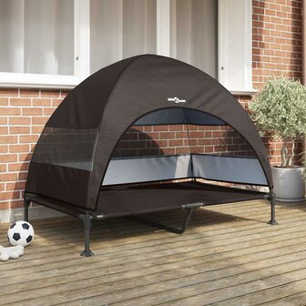 Verhoogd Hondenbed met Afneembaar Dak Bruin XL Staal 1
