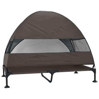 Verhoogd Hondenbed met Afneembaar Dak Bruin XL Staal 5