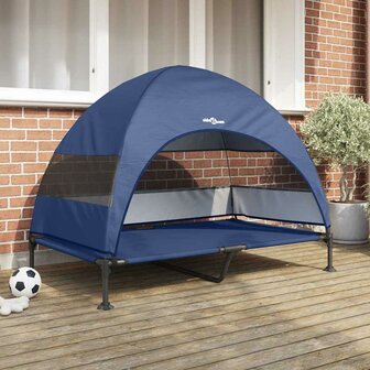 Verhoogd hondenbed met afneembaar dak - Marineblauw - XL - Staal 1