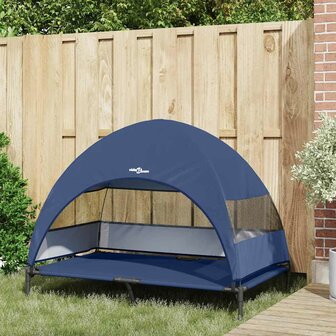 Verhoogd hondenbed met afneembaar dak - Marineblauw - XL - Staal 2