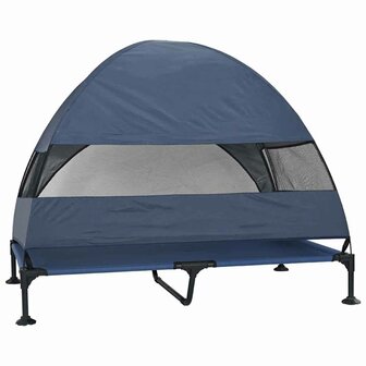 Verhoogd hondenbed met afneembaar dak - Marineblauw - XL - Staal 5