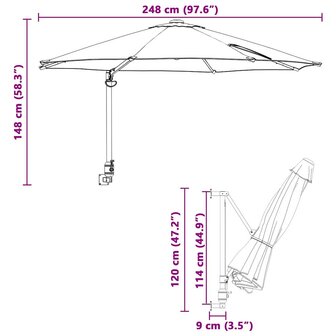 Wandparasol Tuin Zand 250 cm 8