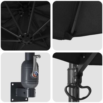 Wandparasol Zwart 250 cm 6