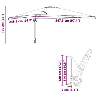 Wandparasol Azure Blauw 247 cm 8