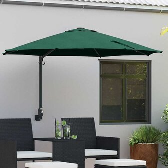 Wandparasol met LED&amp;apos;s Groen 248 cm 1