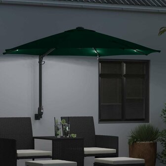 Wandparasol met LED&amp;apos;s Groen 248 cm 2