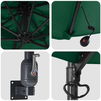 Wandparasol met LED&amp;apos;s Groen 248 cm 6