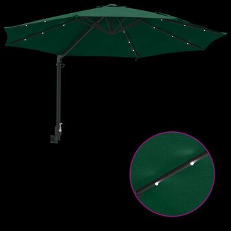 Wandparasol met LED&amp;apos;s Groen 248 cm 8