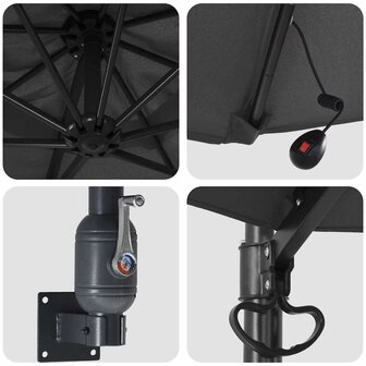 Wandparasol met LED&amp;apos;s Antraciet 248 cm 6