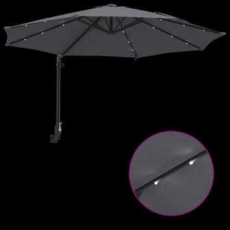 Wandparasol met LED&amp;apos;s Antraciet 248 cm 8