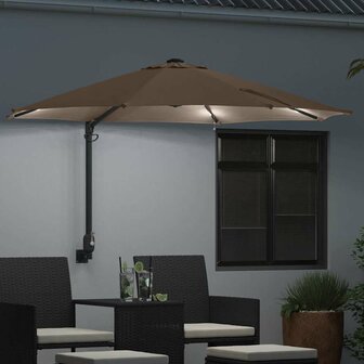 Wandparasol met LED&amp;apos;s in Taupe 248 cm 2