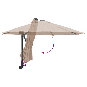 Wandparasol met LED&amp;apos;s in Taupe 248 cm 7