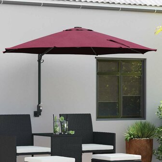 Wandparasol met LED&amp;apos;s Bordeaux Rood 248 cm 1