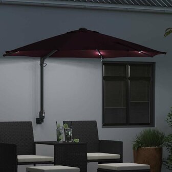 Wandparasol met LED&amp;apos;s Bordeaux Rood 248 cm 2