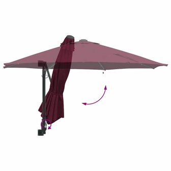 Wandparasol met LED&amp;apos;s Bordeaux Rood 248 cm 7