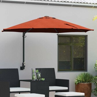 Wandparasol met LED-verlichting Terracotta 248 cm 1
