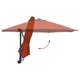 Wandparasol met LED-verlichting Terracotta 248 cm 7