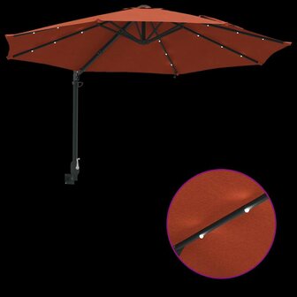 Wandparasol met LED-verlichting Terracotta 248 cm 8