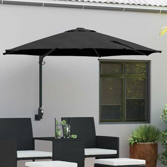 Wandparasol met LED&amp;apos;s Zwart 248 cm 1