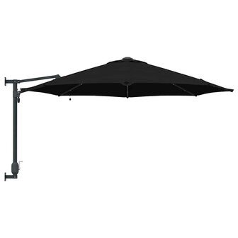 Wandparasol met LED&amp;apos;s Zwart 248 cm 4