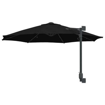 Wandparasol met LED&amp;apos;s Zwart 248 cm 5