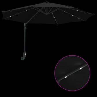 Wandparasol met LED&amp;apos;s Zwart 248 cm 8