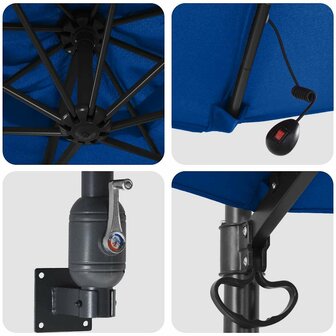 Wandparasol met LED&amp;apos;s Azure Blauw 248 cm 6