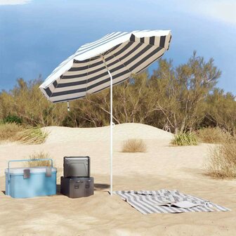Strandparasol met metalen paal 161x193 cm polyester blauw wit 2