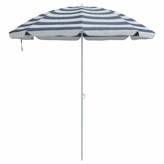 Strandparasol met metalen paal 161x193 cm polyester blauw wit 3