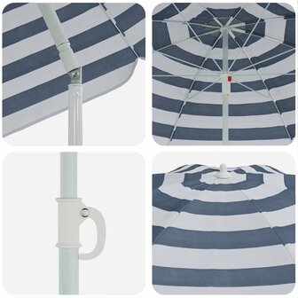 Strandparasol met metalen paal 161x193 cm polyester blauw wit 4