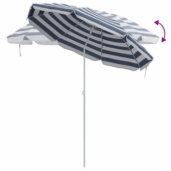 Strandparasol met metalen paal 161x193 cm polyester blauw wit 6