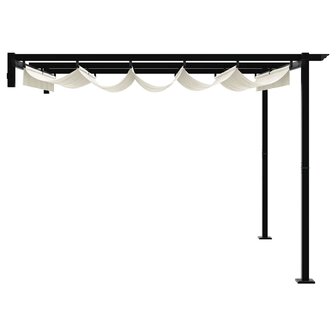 Wandgemonteerde Pergola Cr&egrave;me 3 x 3 m Staal 4